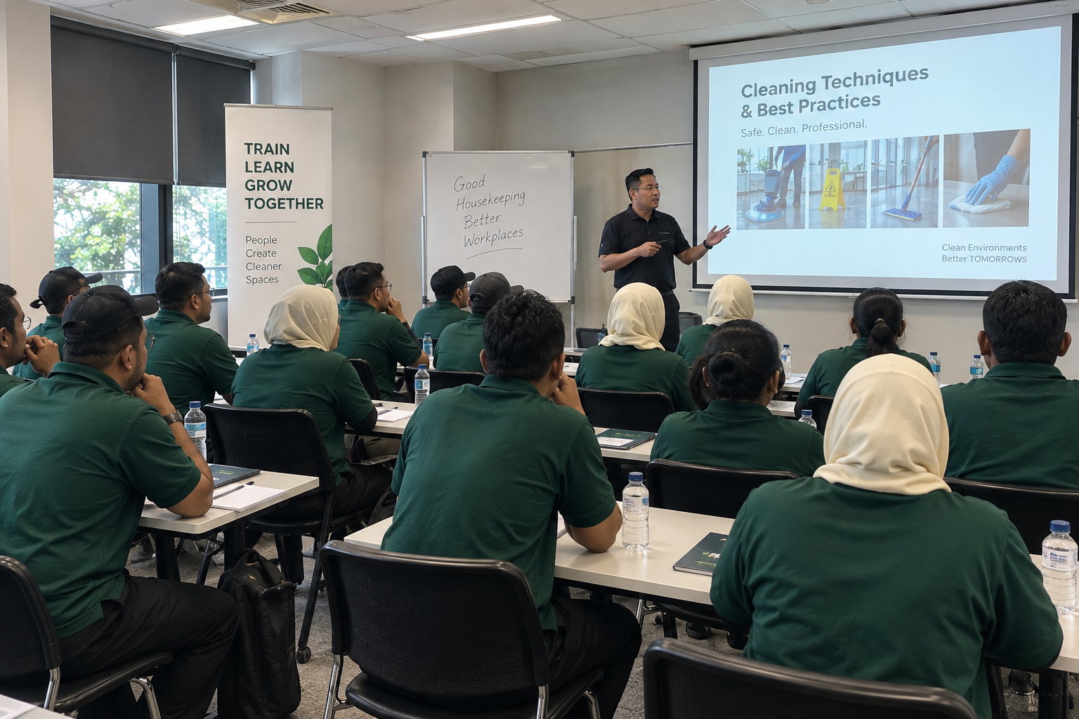 Alam Bersih commercial cleaning staff attending professional cleaning techniques training
