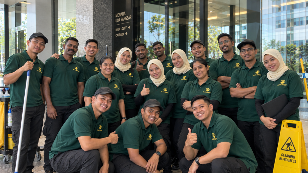 Trained Alam Bersih cleaning staff providing commercial housekeeping services
